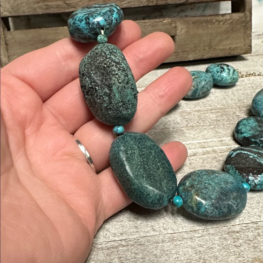 Kenneth Jay Lane euc vintage chunky turquoise crystal rock gemstone necklace - Picture 4 of 8